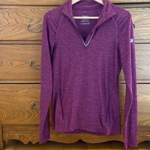 ASICS long sleeve athletic shirt with 3/4 zip.
